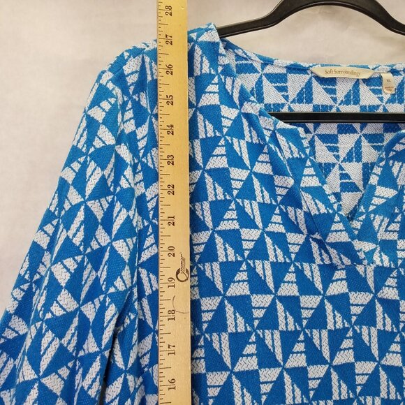 Soft Surroundings Narah Tunic Womens XL Geometric Knit 3/4 Puff Sleeve Top Retro - Picture 11 of 13